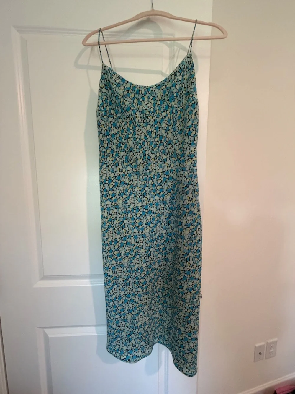 Vintage Y2k Express Blue Floral Midi Slip Skirt - Picture 1 of 6